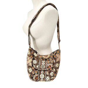 Vera Bradley Quilted Cotton Shoulder Bag Vintage Canyon Brown Print Pockets